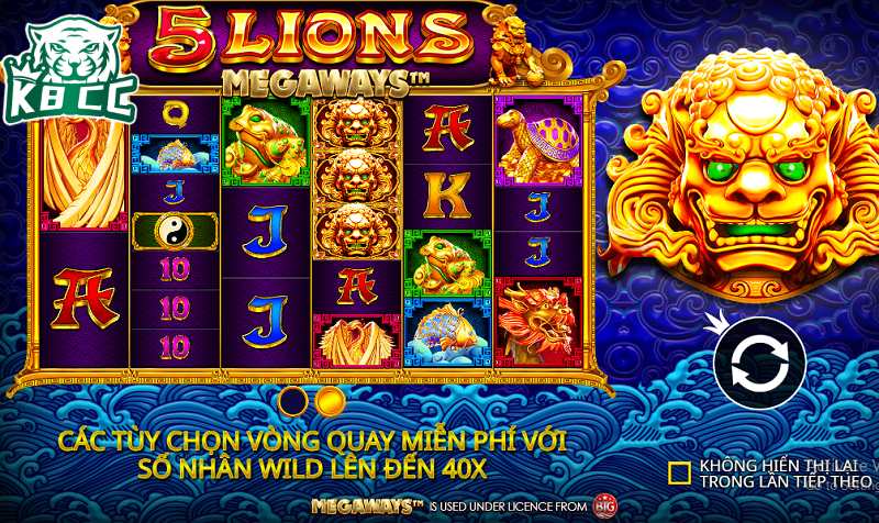 5 Lions Megaways cho phép bạn quay các cuộn với nhiều cách thắng khác nhau